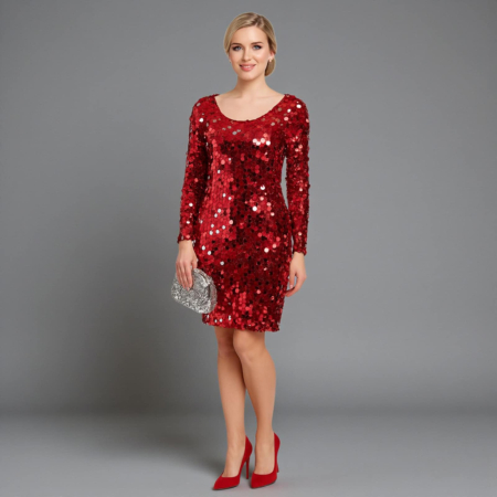 Rochii pentru  ocazii - Rochie din paiete rosii si argintii pentri ocazii deosebite