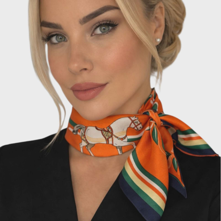 Esarfe - Esarfa din satin patrata cu imprimeu cal alb superb