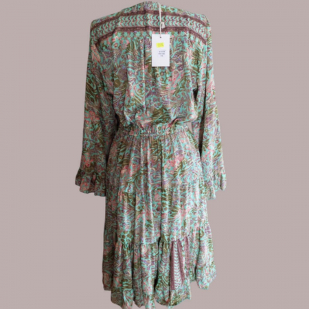Rochie din Matase Indiana cu Decolteu Adanc si Elastic  in Talie [1]