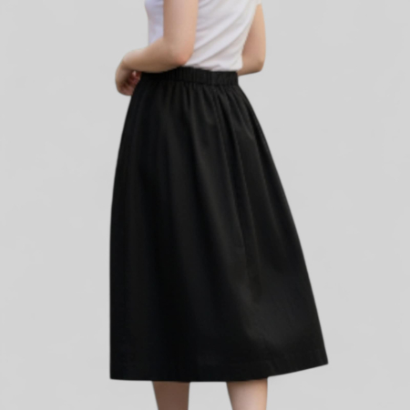 Fusta neagra pentru iarna cu pliseuri pe partea din fata [1]