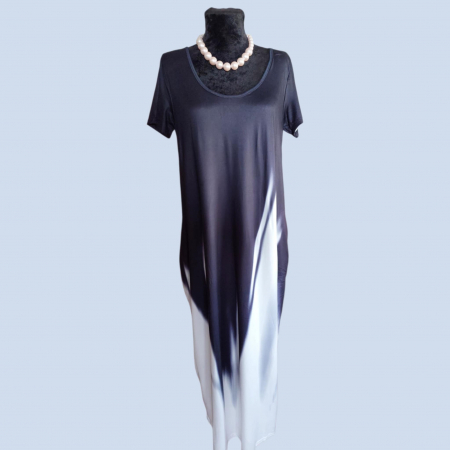 Rochii lycra & poliester & voal - Rochie lunga cu imprimeu negru si alb