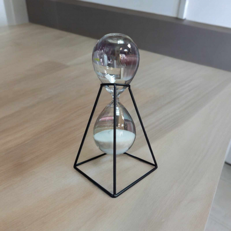 Clepsidre - clepsidra din sticla transparenta cu postament din metal