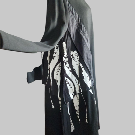 Rochie din bumbac asimetrica cu model alb in partea dreapta si buzunare laterale [2]