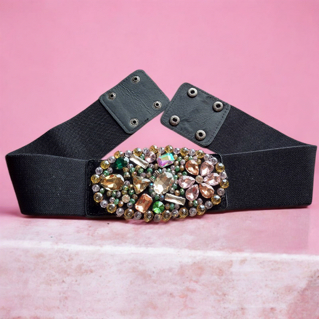 Curele - Curea Spectaculoas din Banda Elastica cu pietre Multicolore