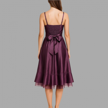 Rochie din Satin si Voal cu Bretele si Trandafiri la Bust [2]