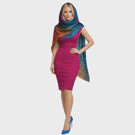 Esarfe/Saluri - Esarfa lunga  din matase cu design  elegant in degrade