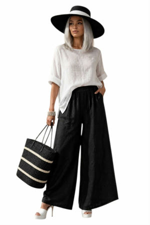 Bluze in - Bluza alba din in cu nasturi pe partea din spate