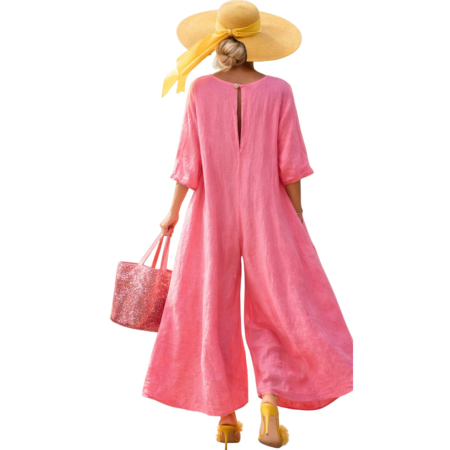 Salopeta croi larg din in cu decolteu in V cu maneci [1]