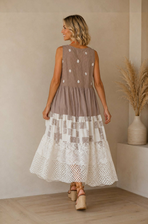 Rochie lejera  din bumbac cu dantela brodata  tip macrame [3]
