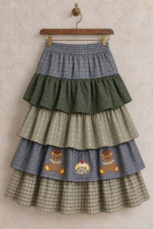 Fusta din vascoza cu volane si elastic in talie  stil vintage [1]