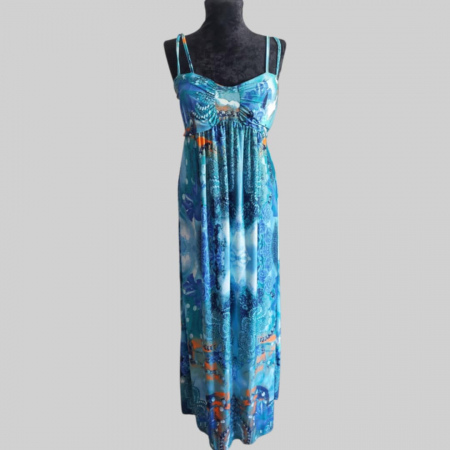Rochii lycra & poliester & voal - Rochie Lunga din Lycra cu Bretele Duble pe Umeri