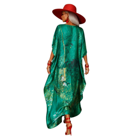 Rochie lunga din satin tip Kaftan cu  esarfa cadou [2]