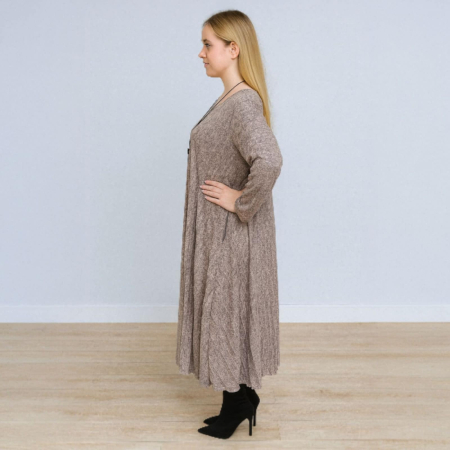 Rochie plisata asimetrica croi larg roz prafuit [2]