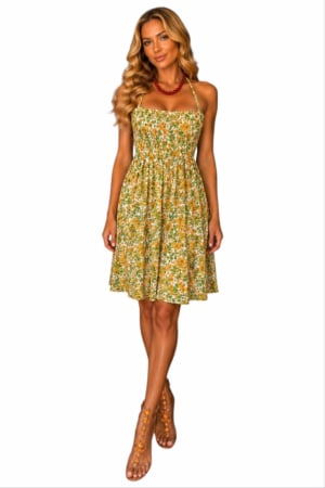 Rochii bumbac - Rochie din bumbac cu bretele si plasa elastica la bust