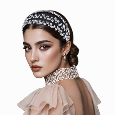 Bentite - Bentita lata din metal argintiu inoxidabil cu pietre argintii