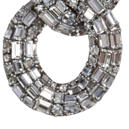 Cercei eleganti supradimensionati argintii cu cristale si model cerc dublu [1]