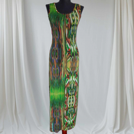 Promotii sezon cald - rochie-lunga-de-vara-cu-imprimeu-predominant-verde