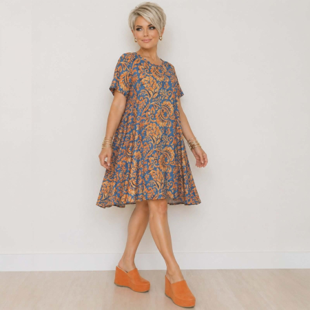 Imbracaminte - Rochie din bumbac pentru vara cu imprimeu portocaliu