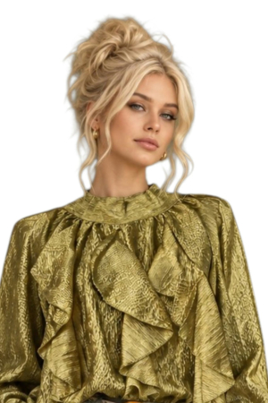 Bluza eleganta cu trei volane pe partea din fata [1]
