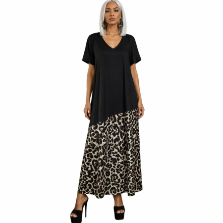Rochii lycra & poliester & voal - Rochie lunga de vara cu imprimeu animal print