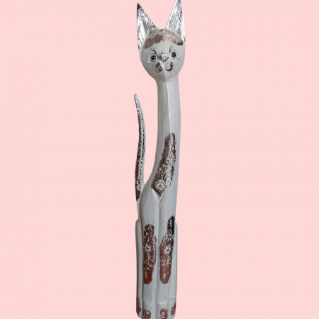 statueta pisica spectaculoasa din lemn scluptata si pictata manual [1]