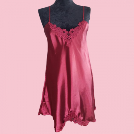 Rochii satin - Furou din Satin Visiniu cu Broderie