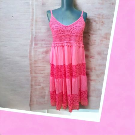 Rochii bumbac - Rochie de vara cu bretele si macrame