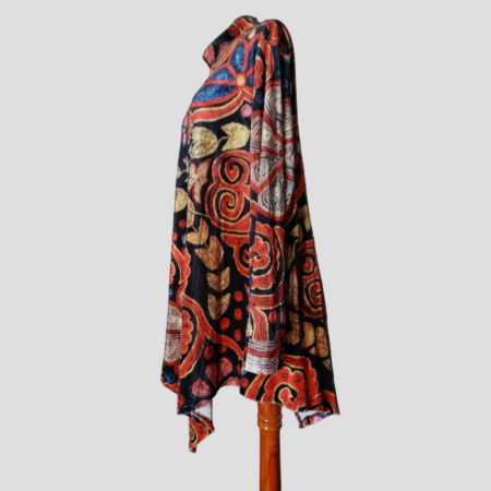 Rochie tip tunica asimetrica cu imprimeu etnic multicolor [1]