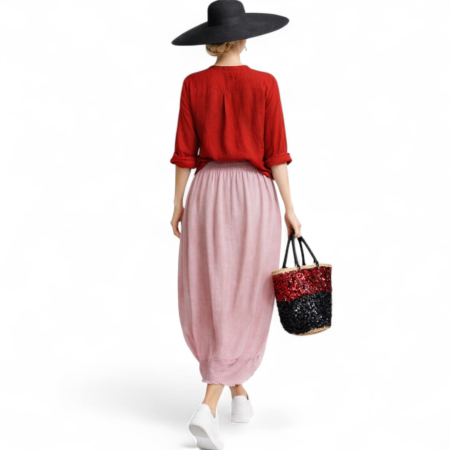 Fusta roz prafuit din in in forma de gogosar cu floare paiete [2]