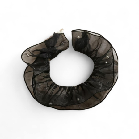 Guler negru elegant din tulle cu perle albe [1]