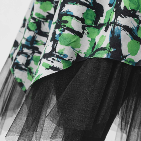 Camasa asimetrica din bumbac si tulle pentru colanti [2]