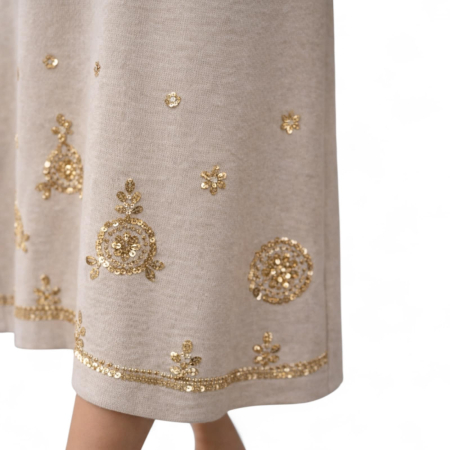 Rochie  eleganta din tricot cu broderie din  paiete aurii la poale [2]