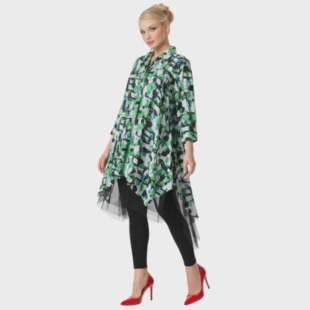 Camasa asimetrica din bumbac si tulle pentru colanti [1]