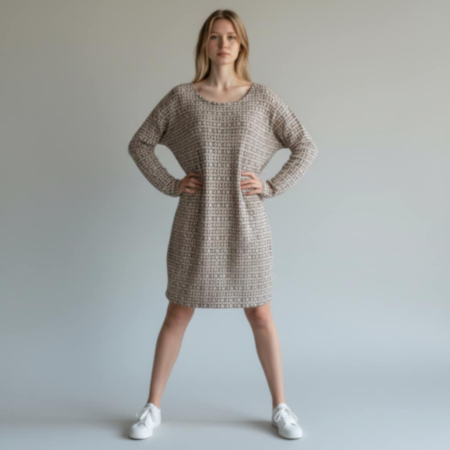 Rochii sezon rece - Rochie casual in nuanta de roz prafuit cu buzunare