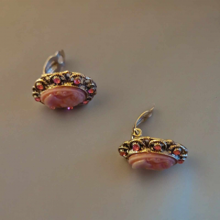 cercei clips in forma ovala cu camee si marcasite [1]