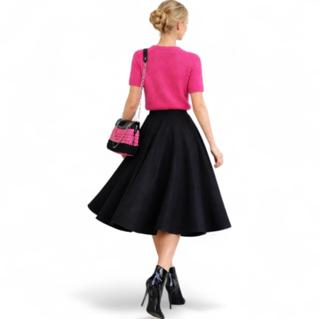 Pulover roz aprins  placut la atingere cu maneci scurte [3]