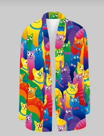 Blaizer colorat cu maneca lunga si imprimeu pisici [2]