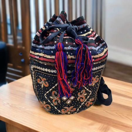 Genti - Rucsac din Material Textil cu Paiete si Pietre