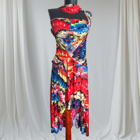 Rochii pentru  ocazii - rochie-de-vara-din-lycra-asimetrica-cu-strasuri-in-talie