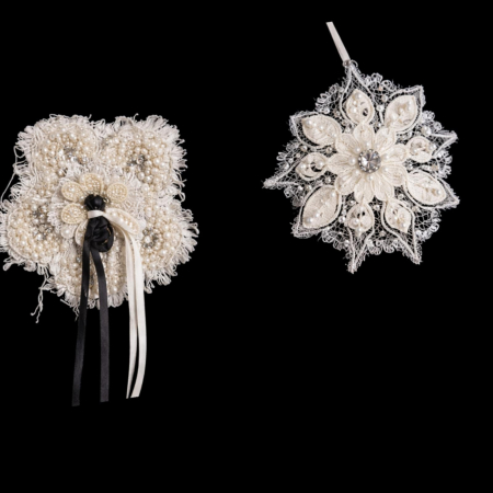 Pulover negru din tricot cu aplicatii albe decorative cu pietre si perle [3]