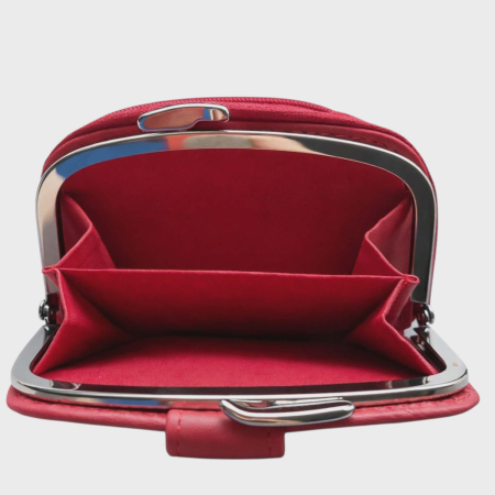 Portofel dama din piele naturala rosie compact si elegant [2]