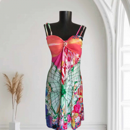 Promotii sezon cald - rochie-de-vara-cu-bretele-si-imprimeu-colorat-2