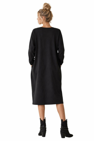 Rochie asimetrica din bumbac neagra cu model brodat [1]