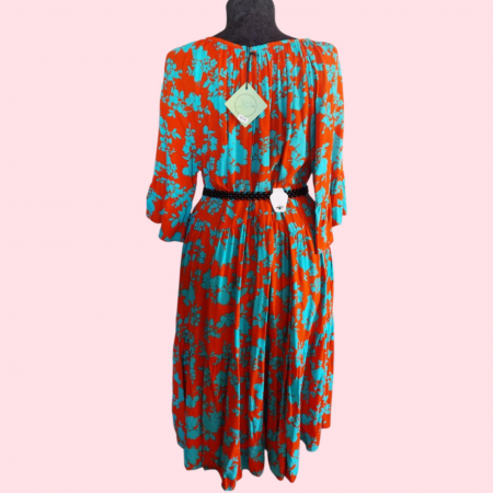 Rochie Ampla cu Volane din Vascoza si Imprimeu Floral [3]