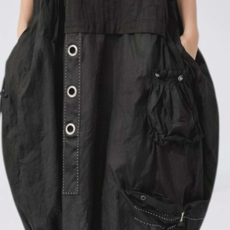 Rochie neagra pentru marime mare tip balon cu design model [3]