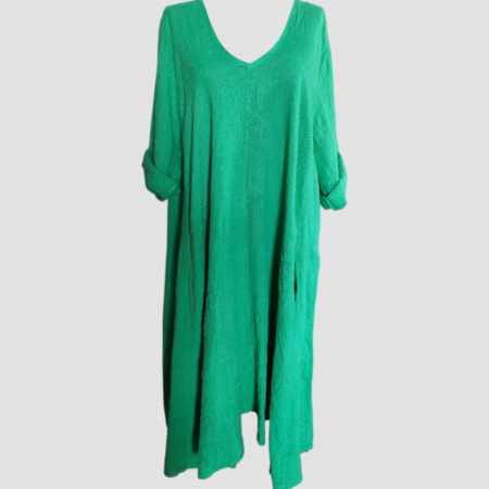 Rochii in - Rochie din in asimetrica  croi larg si buzunare laterale