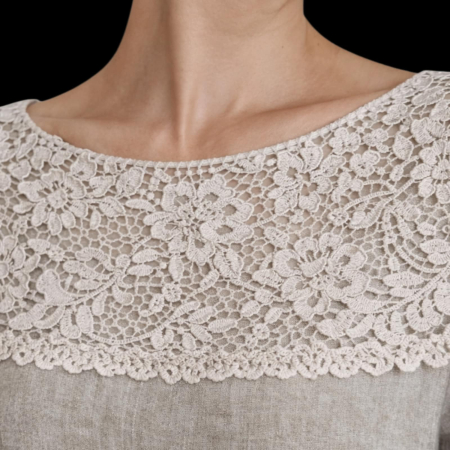 Rochie din in croi larg si guler din dantela [2]