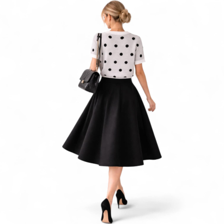 Pulover tip bluza din tricot cu buline negre si maneci scurte [2]