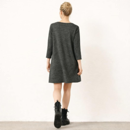 Rochie neagra cu desen pisica neagra si maneca la lunga [2]