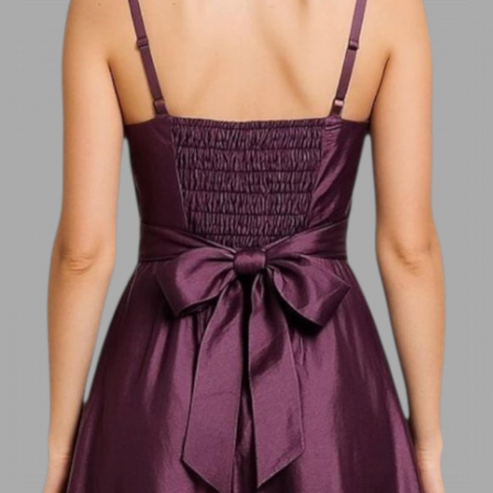 Rochie din Satin si Voal cu Bretele si Trandafiri la Bust [3]